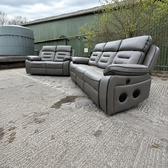 Hafsa Music Electric Recliners. Grey 3 + 2 Sofa Set , USB, LED, Bluetooth.