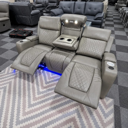 Florida 3+2 Grey Electric Recliner Sofa Set. USB, Cup Holders, LED, Bluetooth - Buy Online UK