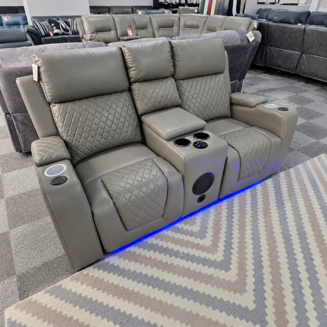 Florida 3+2 Grey Electric Recliner Sofa Set. USB, Cup Holders, LED, Bluetooth