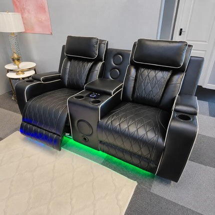 Osman Smart Leather Sofa 3+2 Wireless Charging, USB-C, RGB LED/ Elec Headrest.