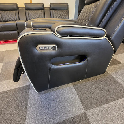 Osman Smart Leather Sofa 3+2 Wireless Charging, USB-C, RGB LED/ Elec Headrest.