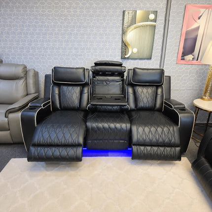 Osman Smart Leather Sofa 3+2 Wireless Charging, USB-C, RGB LED/ Elec Headrest.
