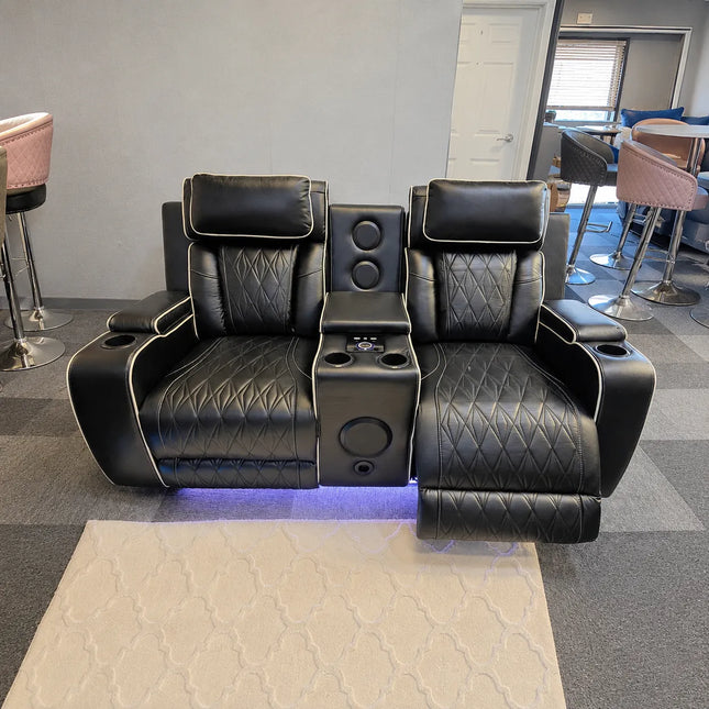 Osman Smart Leather Sofa 3+2 Wireless Charging, USB-C, RGB LED/ Elec Headrest.