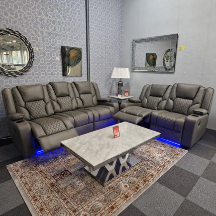 Orlando Electric Recliners. Black 3 + 2 Sofa Set , USB, LED
