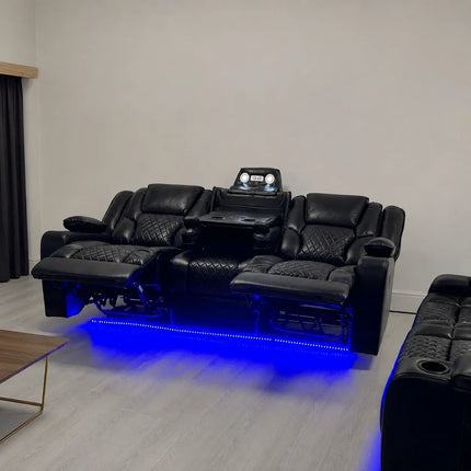 Orlando Electric Recliners. Black 3 + 2 Sofa Set , USB, LED