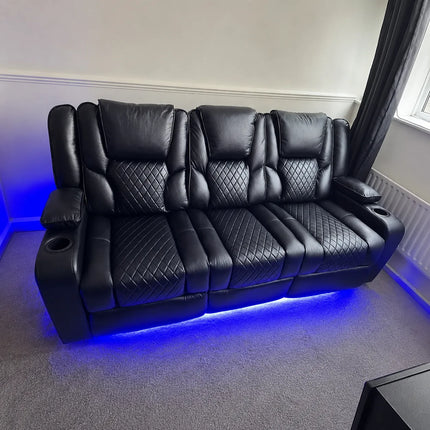 Orlando Electric Recliners. Black 3 + 2 Sofa Set , USB, LED