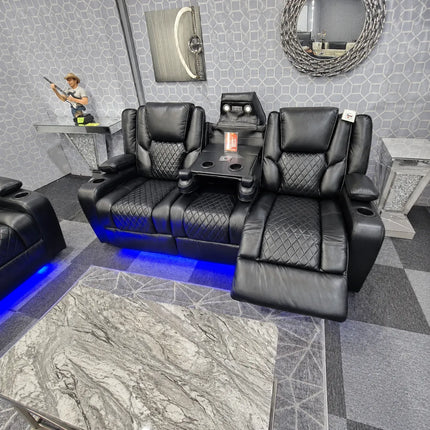 Orlando Electric Recliners. Black 3 + 2 Sofa Set , USB, LED