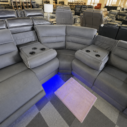 Milano Platinum Dark Grey Fabric Electrical Corner Recliner Sofa