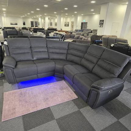 Milano Platinum Dark Grey Fabric Electrical Corner Recliner Sofa