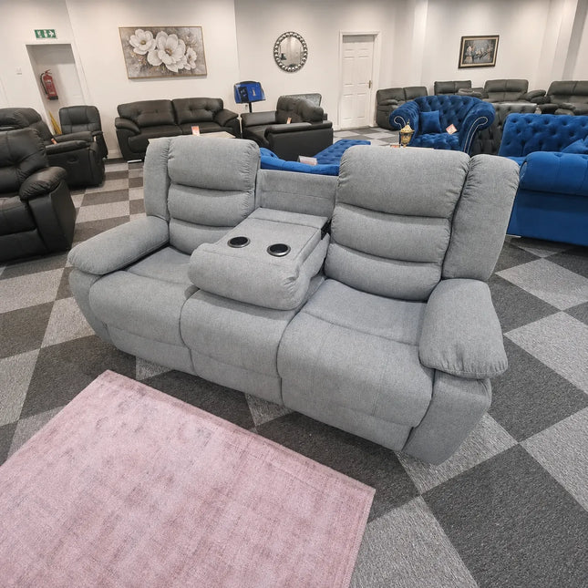 Milano 3 +2 Grey Fabric (manual recliners + cupholders)sofa set
