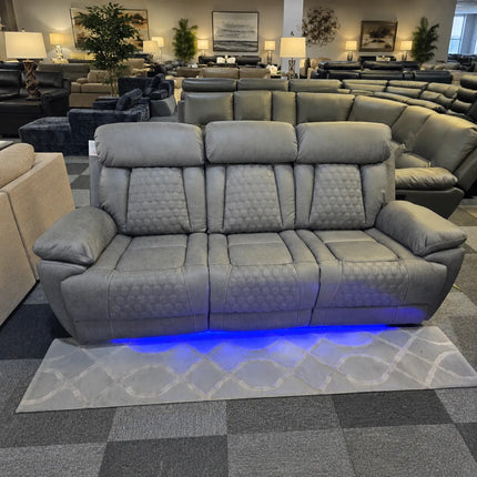 Carlisle 3+2 Leather Grey Electric Recliners + LED, Cooling Cupholders, USB-C
