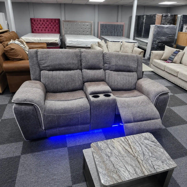 Hanna 3+2 Electric Recliner Sofa Set in Grey Micro Fabric
