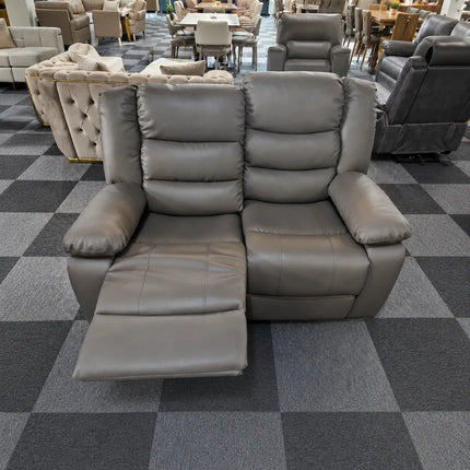 Roma 3 + 2 Leather Grey Manual Recliner Sofa Set