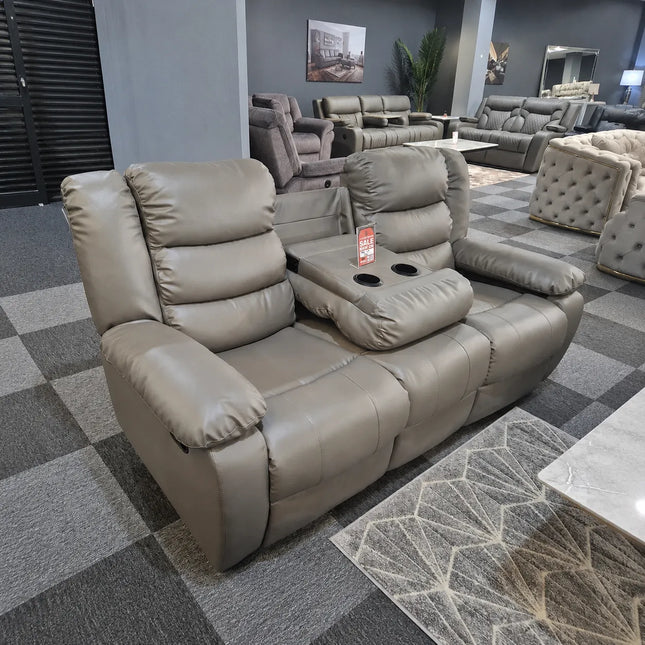 Roma 3 + 2 Leather Grey Manual Recliner Sofa Set