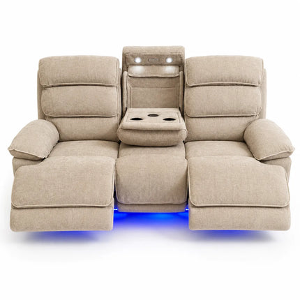 Lakelyn 3 + 2 Fabric Beige or Grey Electric Power Recliner ...

