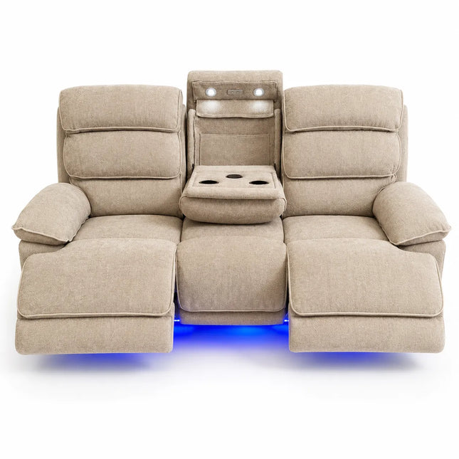 Lakelyn 3 + 2 Fabric Beige or Grey Electric Power Recliner ...
