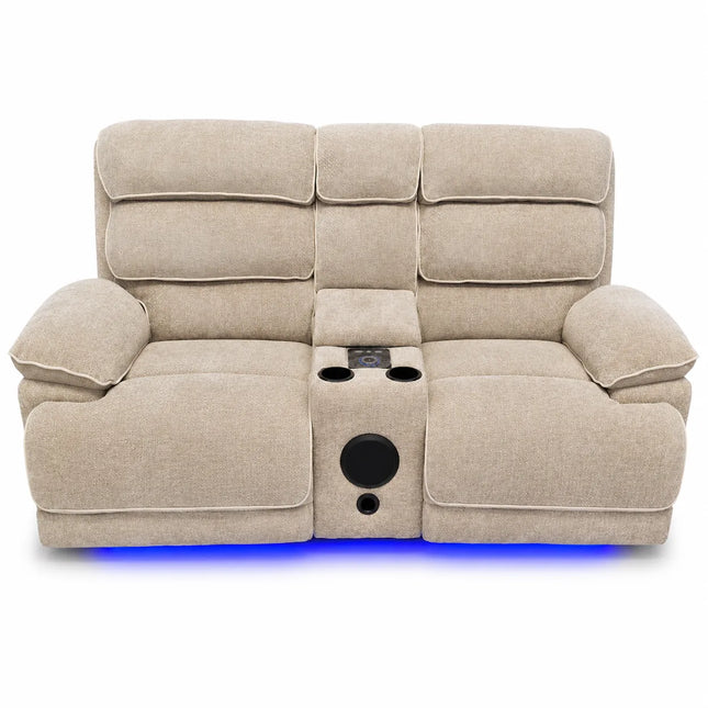 Lakelyn 3 + 2 Fabric Beige or Grey Electric Power Recliner ...
