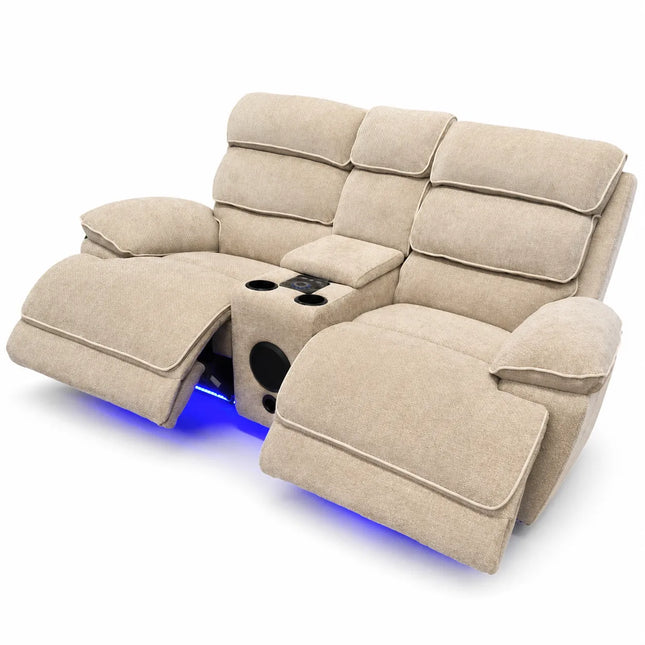 Lakelyn 3 + 2 Fabric Beige or Grey Electric Power Recliner ...
