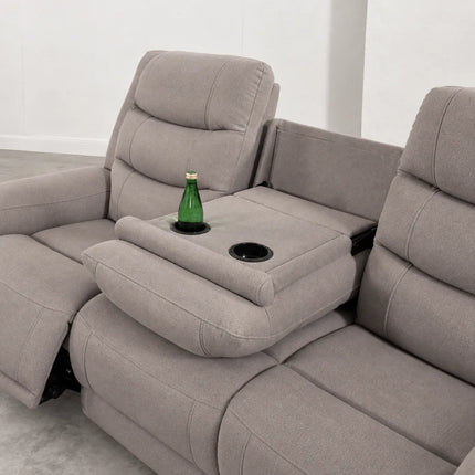 Phoenix Fabric Manual Recliner 3+2 Seater Sofa Set with Cupholders – Grey