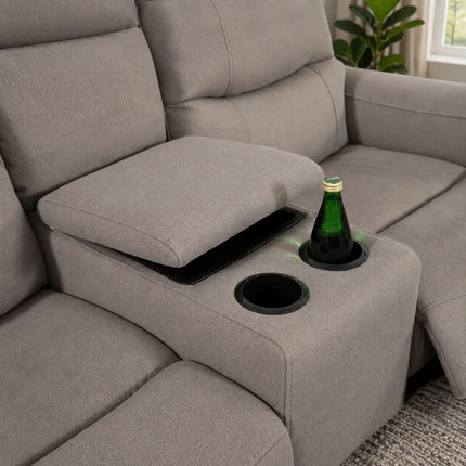 Phoenix Fabric Manual Recliner 3+2 Seater Sofa Set with Cupholders – Grey