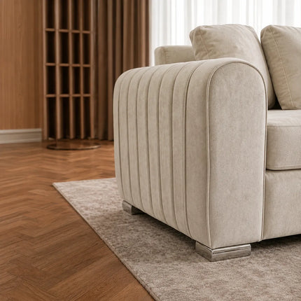 Lily Fabric Sofa Set – Modern 3+2 Seater with Plush Velvet Upholstery & Scatter Back Cushions, Available in Grey, Black, Cream & Blue