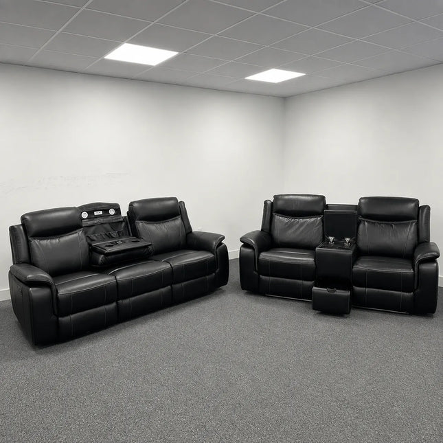 Parada Leather Electric Recliner Sofa 3+2 Seater-Bluetooth/USB/C-Type/Led/Cooling Cup Holders