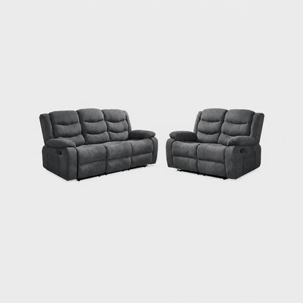 Sorrentino Recliner Sofa Set 3+2 in Grey Chenille Fabric