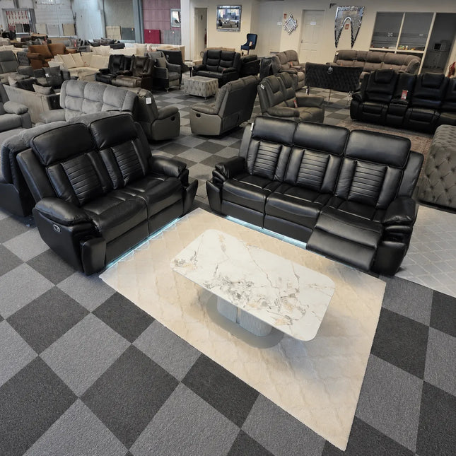 Sevilla 3+2 Leather Electric Recliner Sofa USB Type-C LED Cupholders Wireless