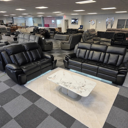 Sevilla 3+2 Leather Electric Recliner Sofa USB Type-C LED Cupholders Wireless - Buy Online UK
