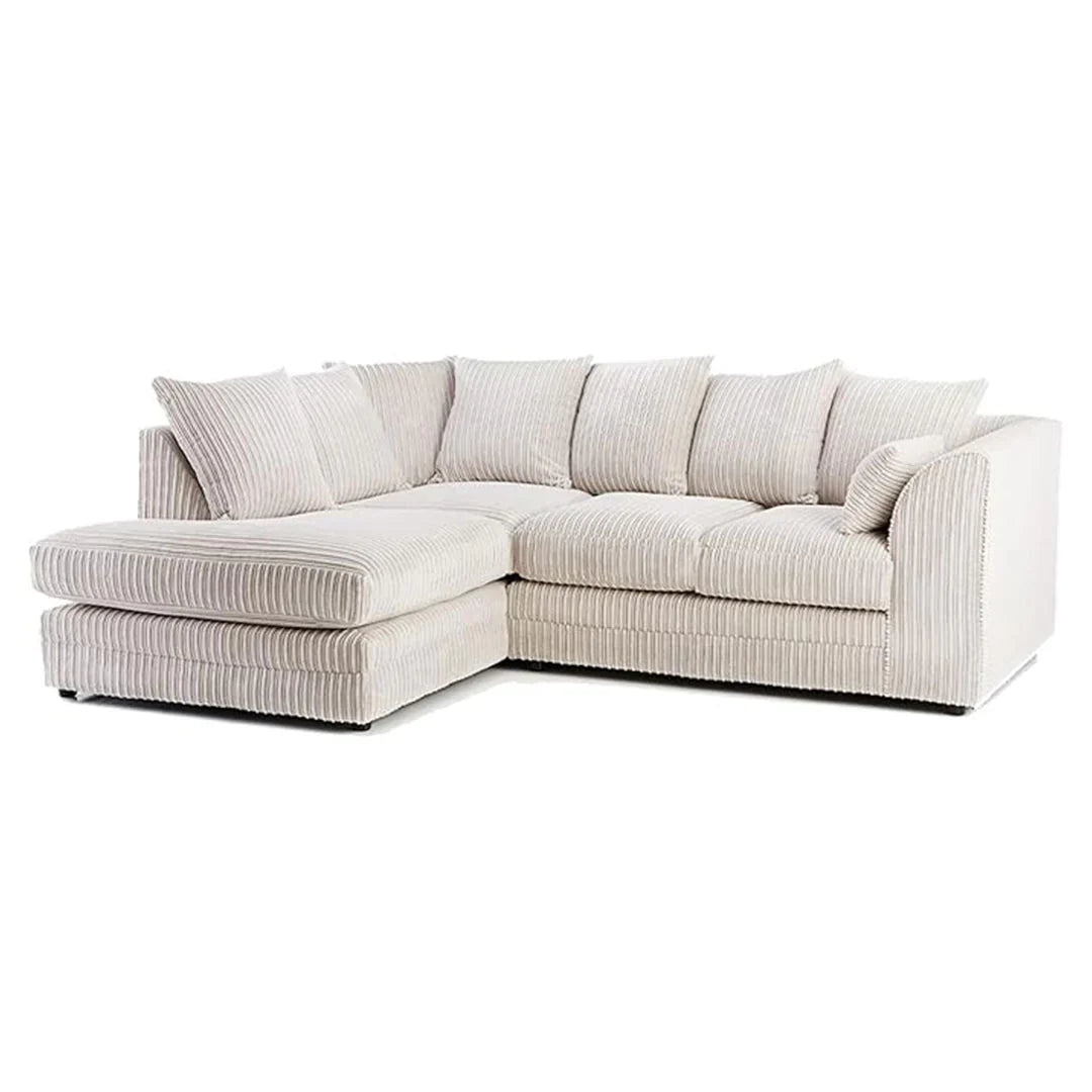 ENV Dylan Fabric Corner Sofa Grey | Soft Jumbo Cord 3-4 Seater Corner Sofa