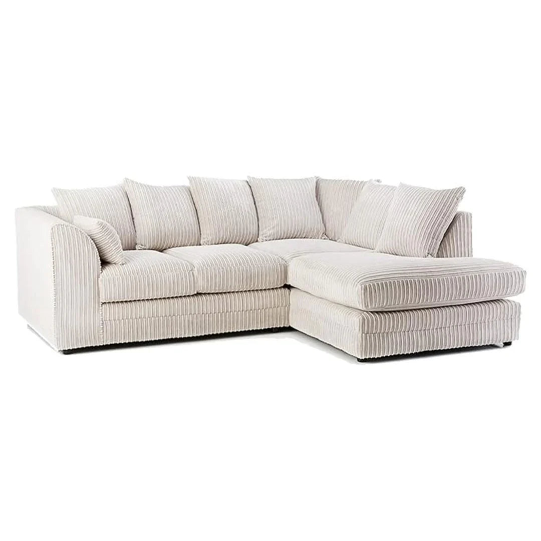 ENV Dylan Fabric Corner Sofa Silver | Soft Jumbo Cord 3-4 Seater Corner Sofa