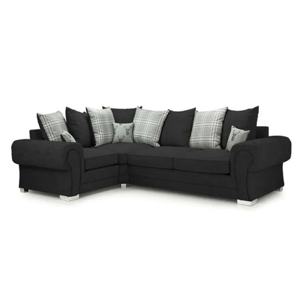 Verona Scatter back 4 seater sofa Black Right and Left Hand Facing Corner - Envogue Furniture