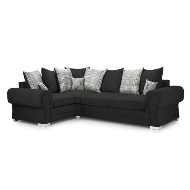 Verona Scatter back 4 seater sofa Black Right and Left Hand Facing Corner - Envogue Furniture