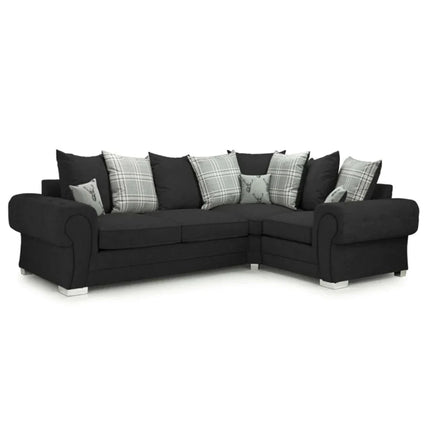 Verona Scatter back 4 seater sofa Black Right and Left Hand Facing Corner - Envogue Furniture