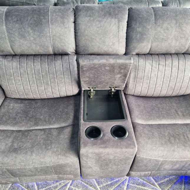Fabric Electric Recliner Corner Sofa Grey