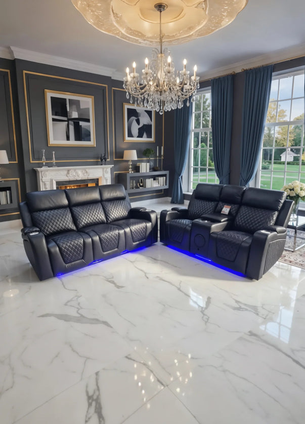 Florida 3+2 Electric Recliner Sofa Set Aire Leather