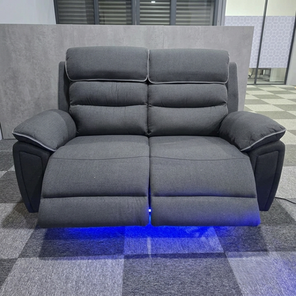 Milano 3 + 2 Electrical Recliner Sofa Set, USB, LED- Platinum Fabric Dark Grey