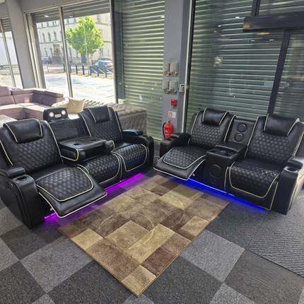 Malaga 3 + 2 (Music) Electrical Recliner Sofa Set ( Black)