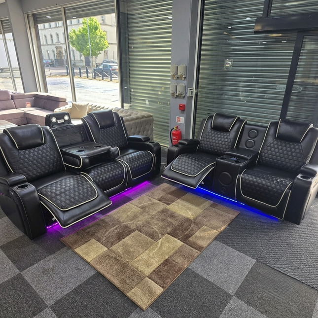Malaga 3 + 2 (Music) Electrical Recliner Sofa Set ( Black)