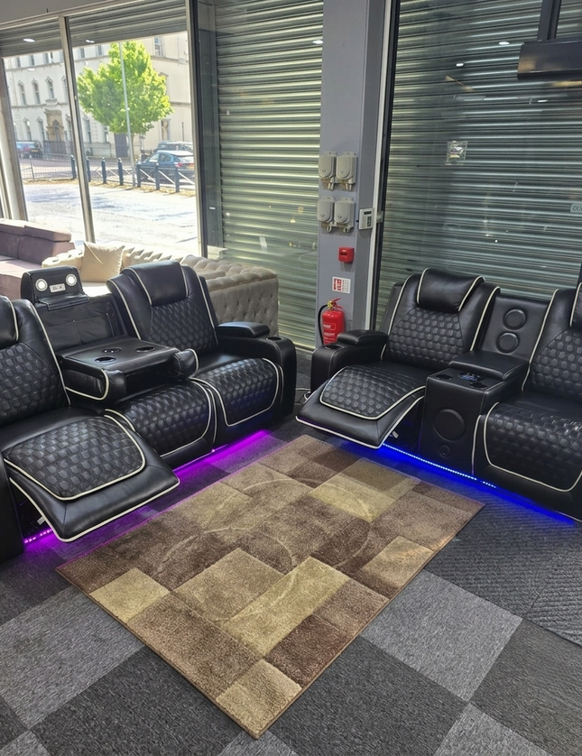 Malaga 3 + 2 (Music) Electrical Recliner Sofa Set ( Black)