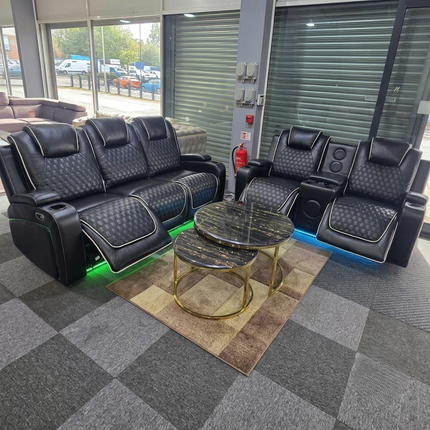 Malaga 3 + 2 (Music) Electrical Recliner Sofa Set ( Black)