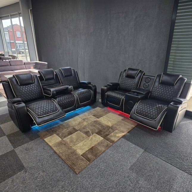 Malaga 3 + 2 (Music) Electrical Recliner Sofa Set ( Black)