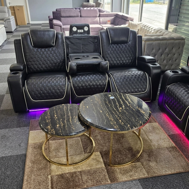 Malaga 3 + 2 (Music) Electrical Recliner Sofa Set ( Black)