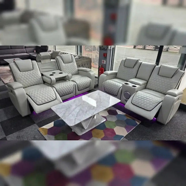 Malaga 3 + 2 (Music) Electrical Recliner Sofa Set ( Ash Grey