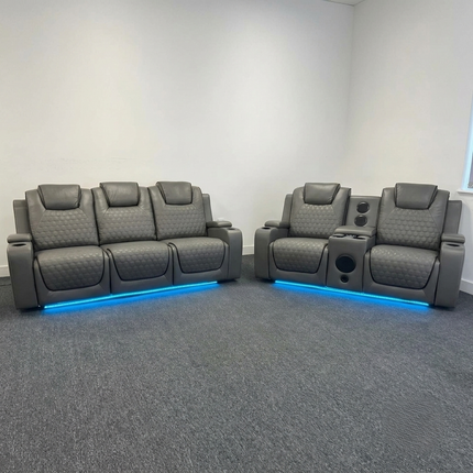 Malaga 3 + 2 (Music) Electrical Recliner Sofa Set (Grey or Black)