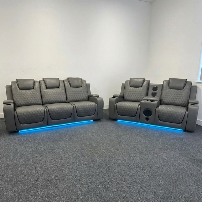 Malaga 3 + 2 (Music) Electrical Recliner Sofa Set (Grey or Black)