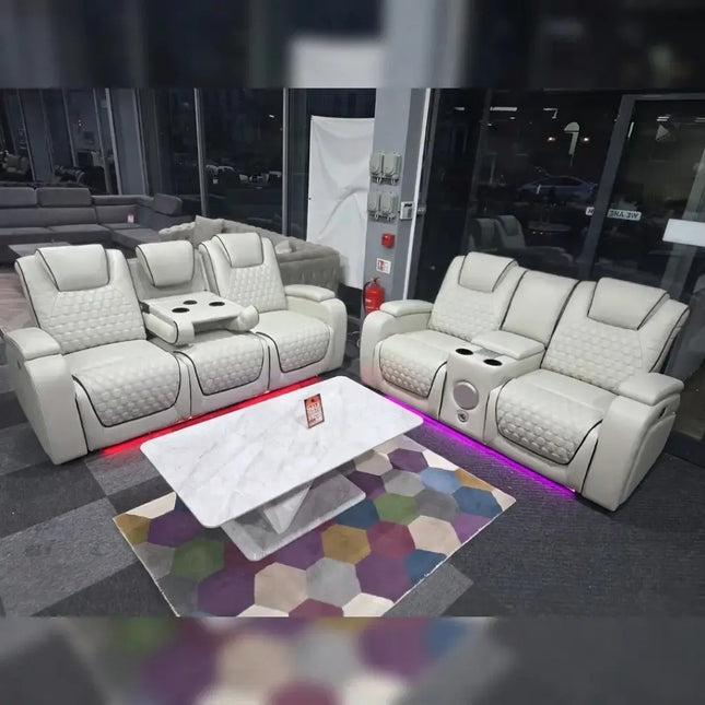Malaga 3 + 2 (Music) Electrical Recliner Sofa Set ( Ash Grey