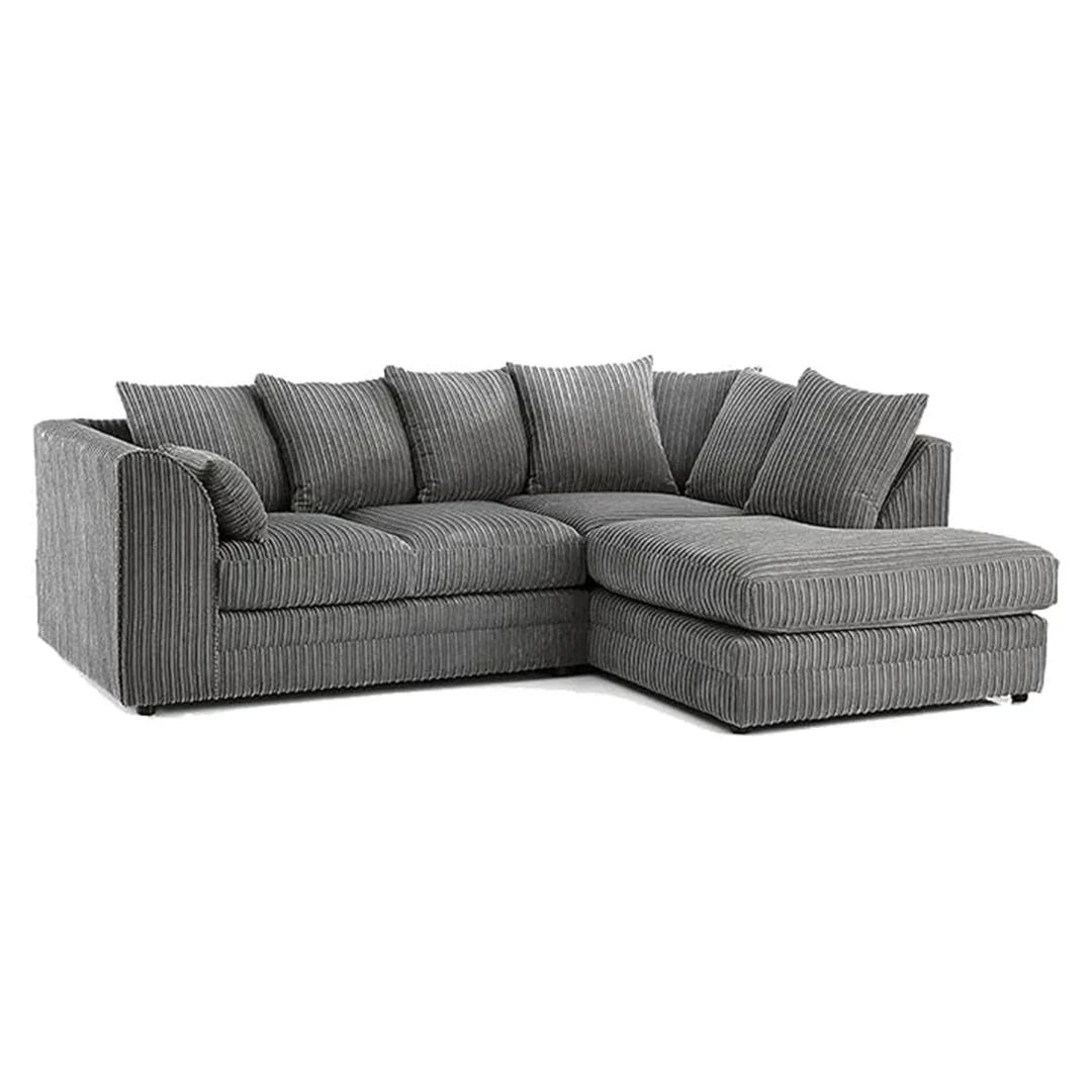 ENV Dylan Fabric Corner Sofa Black | Soft Jumbo Cord 3-4 Seater Corner Sofa