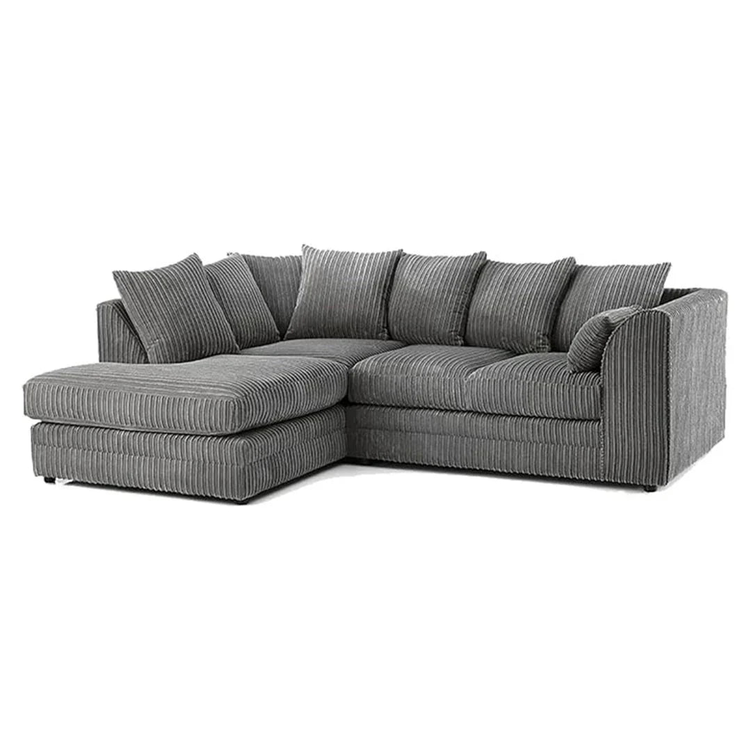 ENV Dylan Fabric Corner Sofa Silver | Soft Jumbo Cord 3-4 Seater Corner Sofa