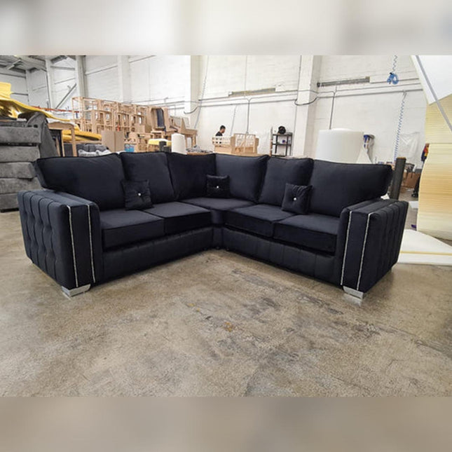HENDI CORNER SOFA FULLBACK BLACK - Envogue Furniture uk 
